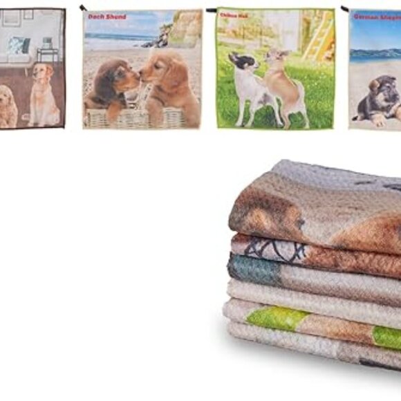 Variety To Go Microfiber Hanging Dog Theme Kitchen Towel, Dish Towel (Set Two) - Picture 1 of 9